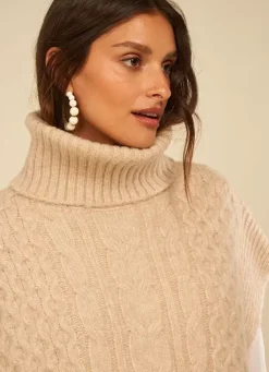 Sud Express Jumpers & Cardigans|Pull Col Roule Beige Chine Mishapi