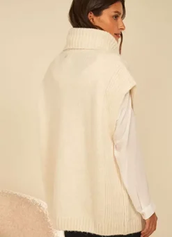 Sud Express Jumpers & Cardigans|Pull Col Roule Ecru Mishapi