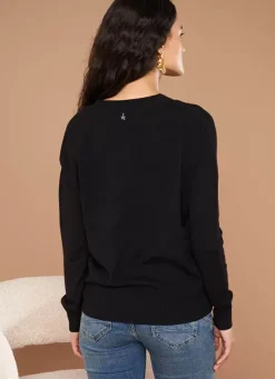 Sud Express Jumpers & Cardigans|Pull Col V A Maille Douce Noir Marseillan