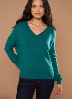 Sud Express Jumpers & Cardigans|Pull Col V A Maille Douce Bouteille Marseillan