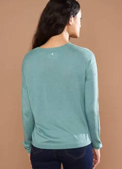 Sud Express Jumpers & Cardigans|Pull Col V A Manches Longues Amande Madia