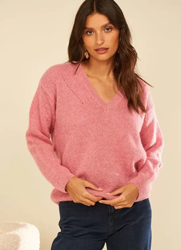 Sud Express Jumpers & Cardigans|Pull Col V En Mohair Malabar Mannakayx
