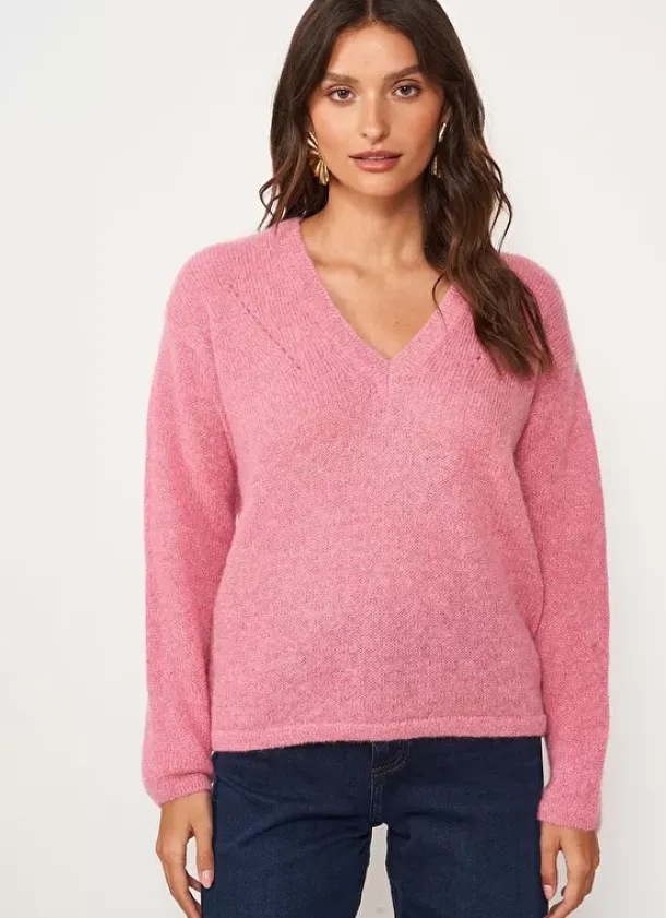Sud Express Jumpers & Cardigans|Pull Col V En Mohair Malabar Mannakayx