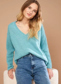 Sud Express Jumpers & Cardigans|Pull Col V En Mohair Mint Mannakay