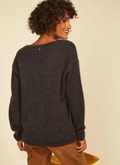 Sud Express Jumpers & Cardigans|Pull Col V En Mohair Plomb Mannakayx