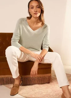 Sud Express Jumpers & Cardigans|Pull Col V Irise Amande Madeleine