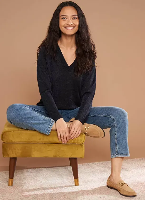 Sud Express Jumpers & Cardigans|Pull Col V Irise Marine Madeleine