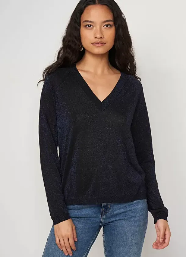 Sud Express Jumpers & Cardigans|Pull Col V Irise Marine Madeleine