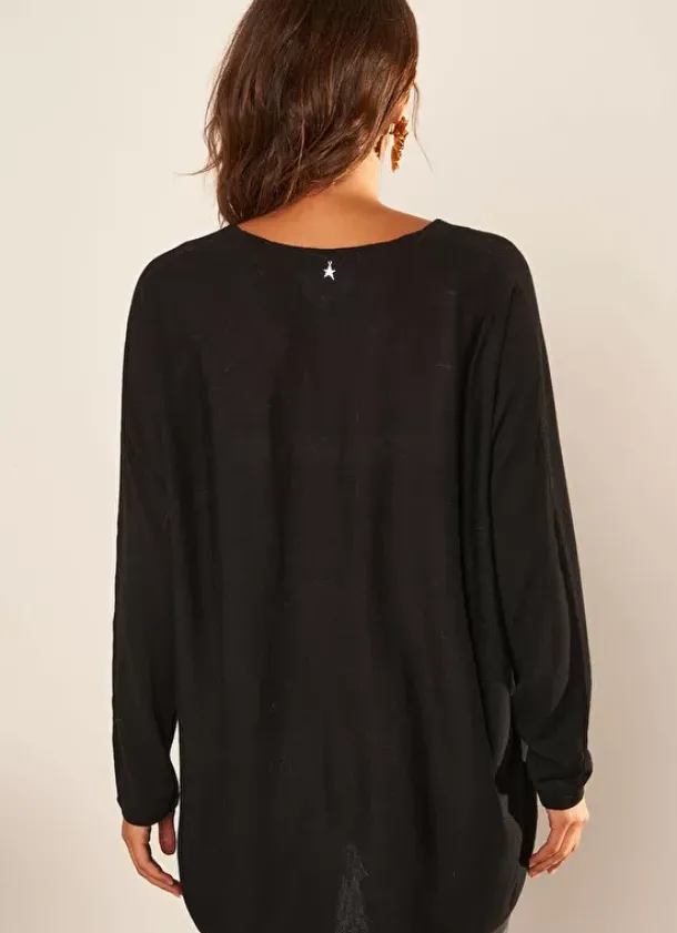 Sud Express Jumpers & Cardigans|Pull Col V Sans Emmanchures Noir Maboutou