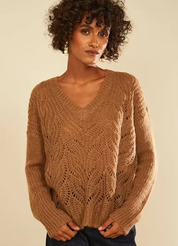 Sud Express Jumpers & Cardigans|Pull Col V Vison Margot
