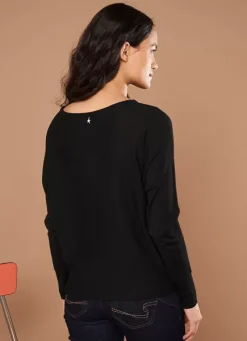 Sud Express Jumpers & Cardigans|Pull Court A Col Bateau Noir Moanae