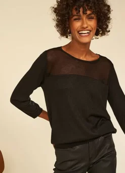 Sud Express Jumpers & Cardigans|Pull Details Transparents Noir Mory