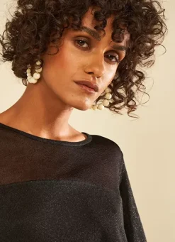 Sud Express Jumpers & Cardigans|Pull Details Transparents Noir Mory
