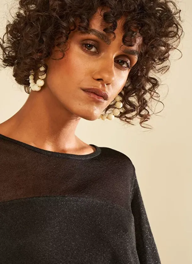 Sud Express Jumpers & Cardigans|Pull Details Transparents Noir Mory