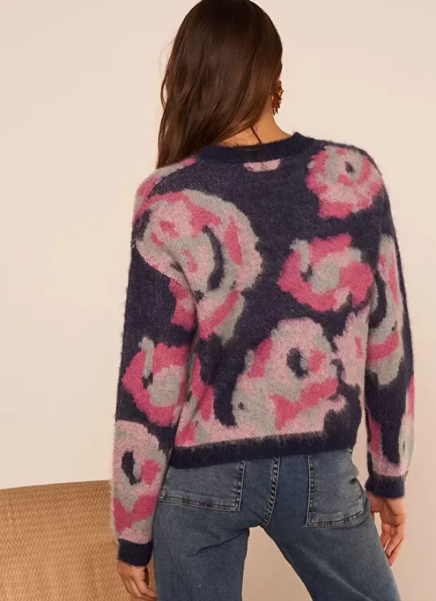 Sud Express Jumpers & Cardigans|Pull Imprime Fleuri Marine Muscari