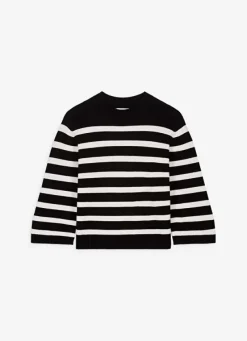 Sud Express Jumpers & Cardigans|Pull Mariniere A Col Rond Noir Meditha