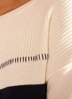Sud Express Jumpers & Cardigans|Pull Mariniere Ecru Miramas