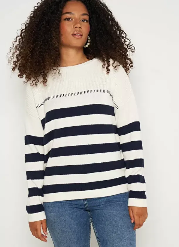 Sud Express Jumpers & Cardigans|Pull Mariniere Ecru Miramas