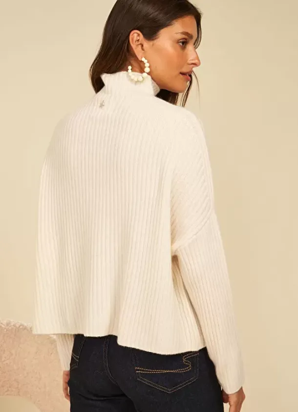 Sud Express Jumpers & Cardigans|Pull Pur Cachemire A Cotes Milk Monetalou