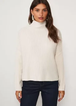Sud Express Jumpers & Cardigans|Pull Pur Cachemire A Cotes Milk Monetalou