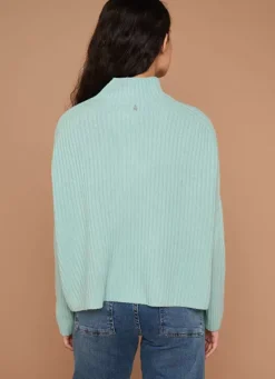 Sud Express Jumpers & Cardigans|Pull Pur Cachemire A Cotes Aqua Monetalou