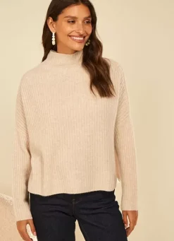 Sud Express Jumpers & Cardigans|Pull Pur Cachemire A Cotes Beige Chine Monetalou