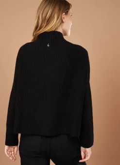 Sud Express Jumpers & Cardigans|Pull Pur Cachemire A Cotes Noir Monetalou