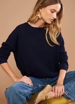 Sud Express Jumpers & Cardigans|Pull Pur Cachemire Marine Monna