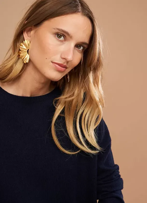Sud Express Jumpers & Cardigans|Pull Pur Cachemire Marine Monna