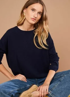 Sud Express Jumpers & Cardigans|Pull Pur Cachemire Marine Monna