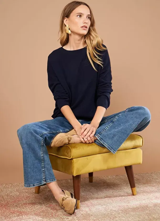 Sud Express Jumpers & Cardigans|Pull Pur Cachemire Marine Monna