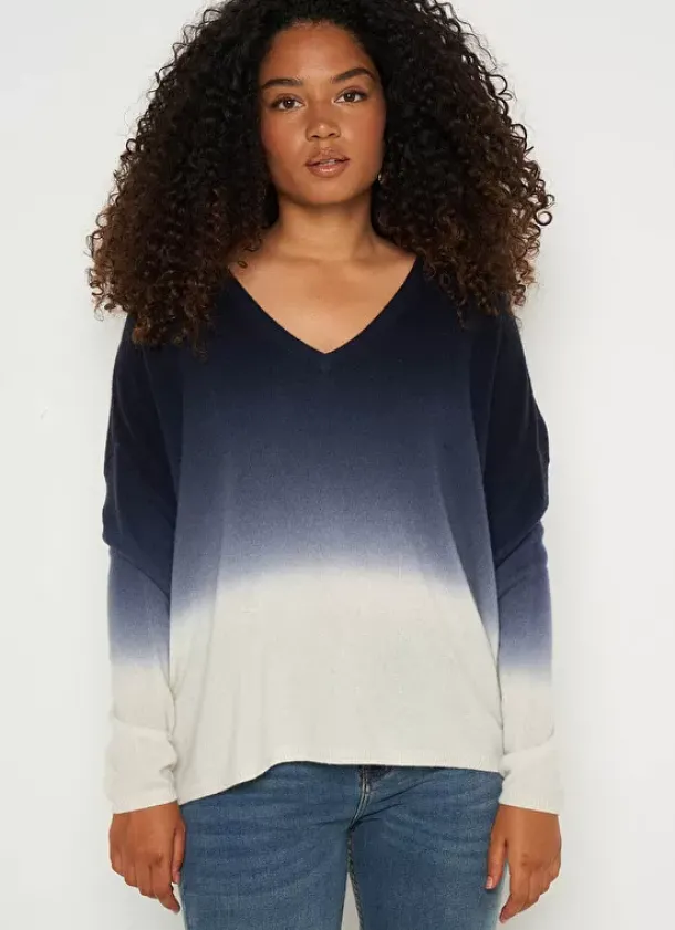 Sud Express Jumpers & Cardigans|Pull Tie&Dye 100% Cachemire Marine Monjack