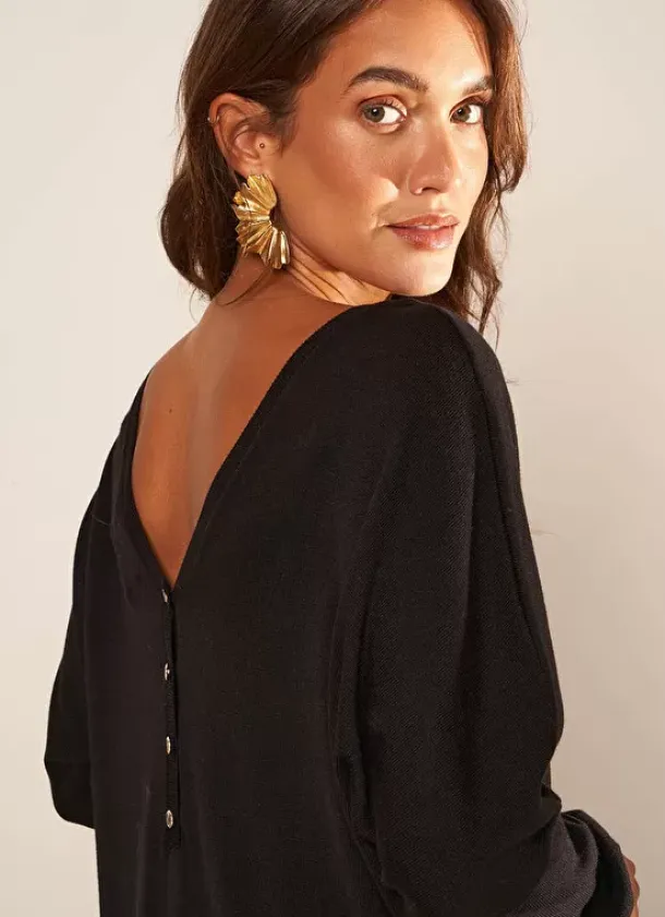Sud Express Dresses & Overall|Robe Courte Col V Noir Ronamo