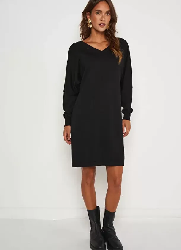 Sud Express Dresses & Overall|Robe Courte Col V Noir Ronamo
