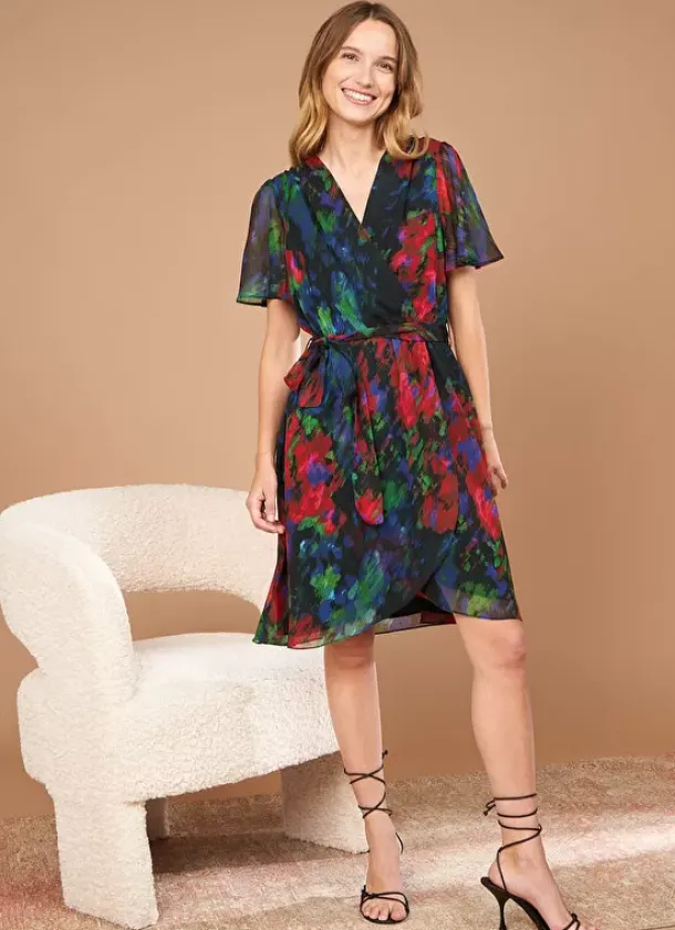 Sud Express Dresses & Overall|Robe Courte Encolure V Noir Razzaia