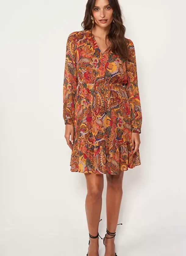 Sud Express Dresses & Overall|Robe Courte Imprimee Brique Ragatha
