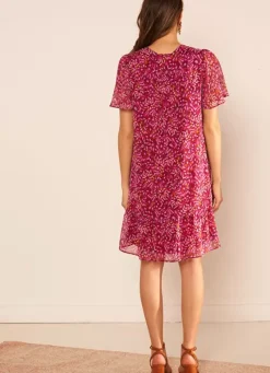 Sud Express Dresses & Overall|Robe Courte Imprimee, Encolure V Framboise Ralorie