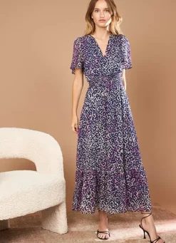 Sud Express Dresses & Overall|Robe Longue Imprimee A Col V Marine Rouza