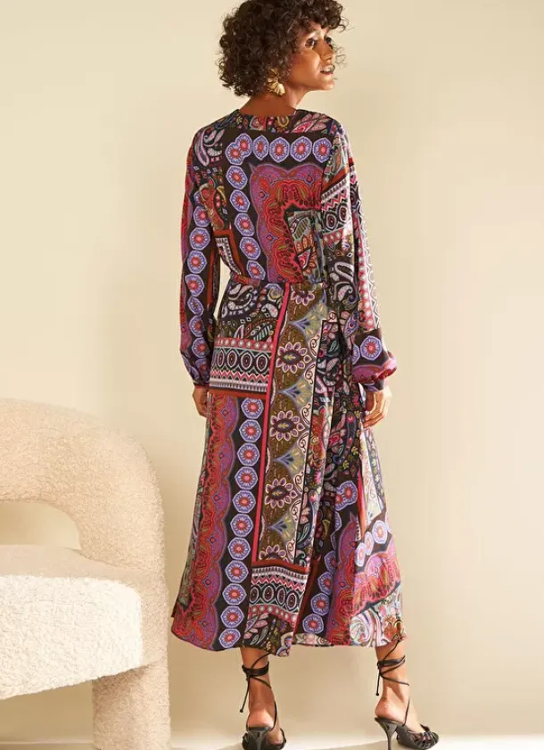 Sud Express Dresses & Overall|Robe Longue Imprimee Kaki Ralage