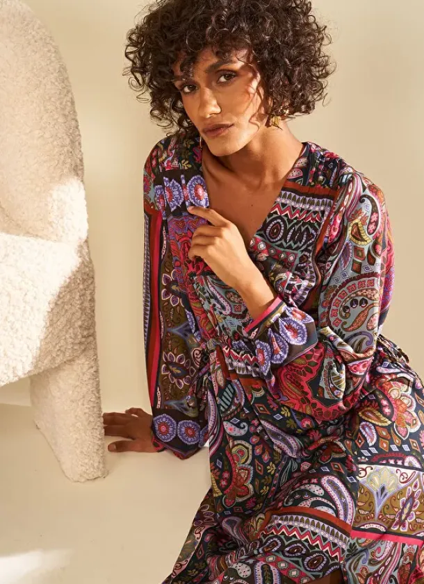 Sud Express Dresses & Overall|Robe Longue Imprimee Kaki Ralage