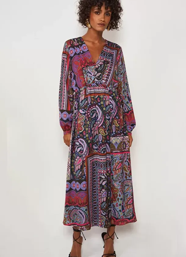 Sud Express Dresses & Overall|Robe Longue Imprimee Kaki Ralage