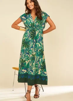 Sud Express Dresses & Overall|Robe Longue Imprimee Vert Rivienne
