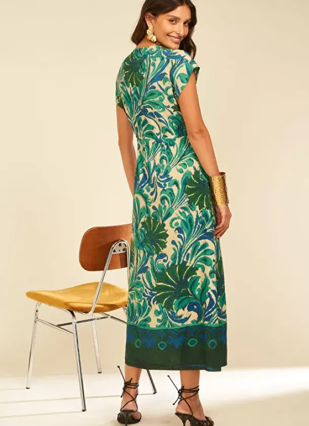 Sud Express Dresses & Overall|Robe Longue Imprimee Vert Rivienne