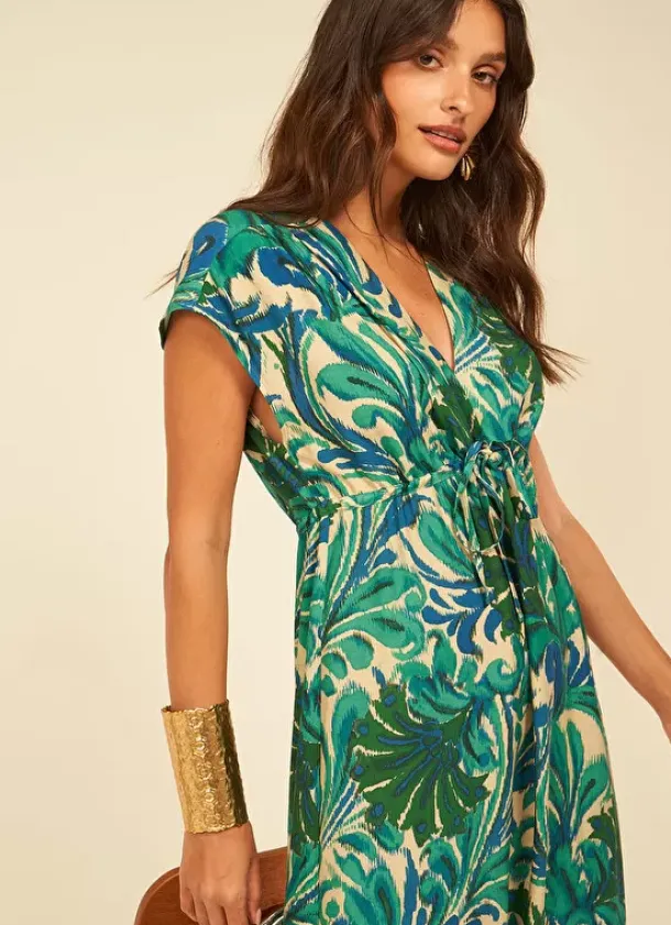 Sud Express Dresses & Overall|Robe Longue Imprimee Vert Rivienne