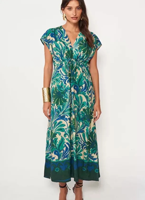 Sud Express Dresses & Overall|Robe Longue Imprimee Vert Rivienne