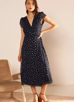 Sud Express Dresses & Overall|Robe Longue Portefeuille Marine Rosabello