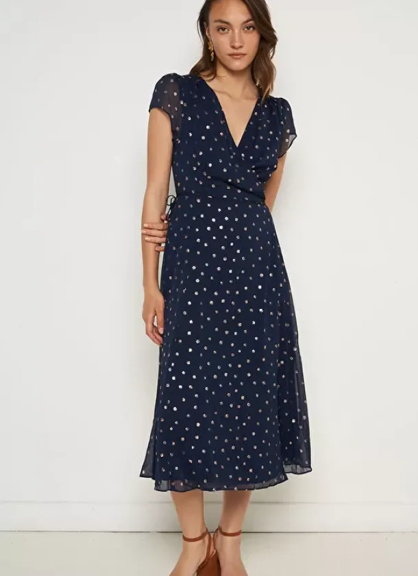 Sud Express Dresses & Overall|Robe Longue Portefeuille Marine Rosabello