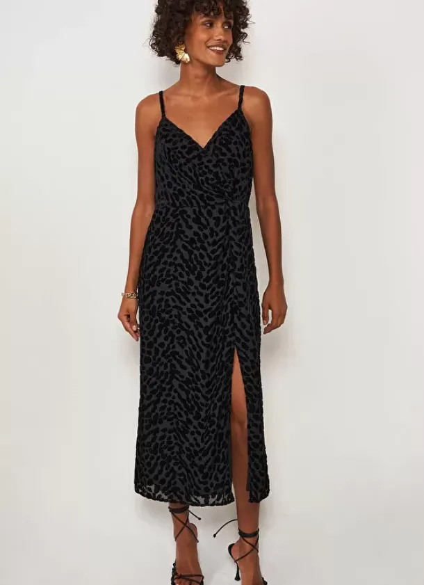 Sud Express Dresses & Overall|Robe Midi A Bretelle Noir Roxana
