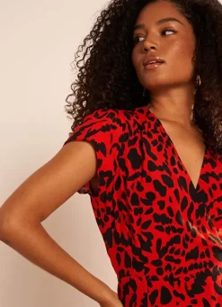 Sud Express Dresses & Overall|Robe Midi Cache-Coeur Imprimee Rouge Rixies