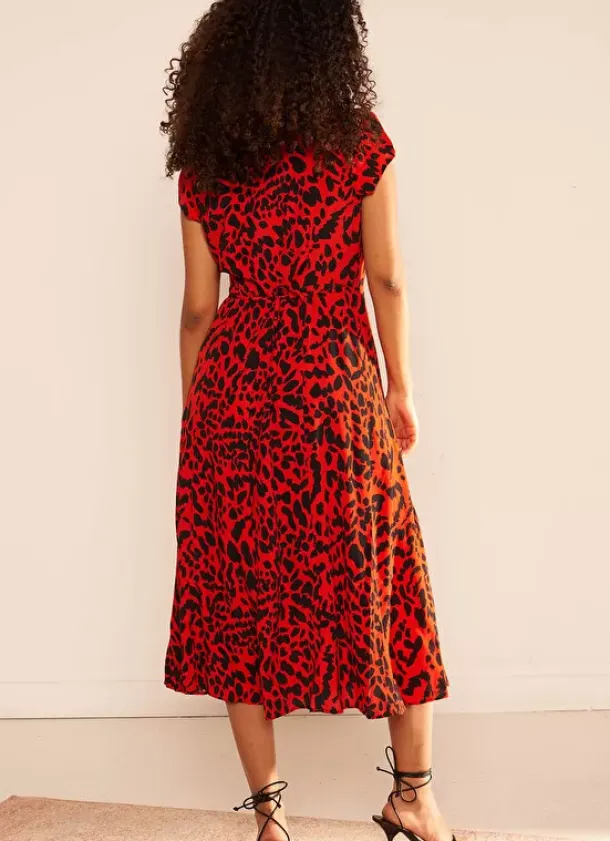 Sud Express Dresses & Overall|Robe Midi Cache-Coeur Imprimee Rouge Rixies